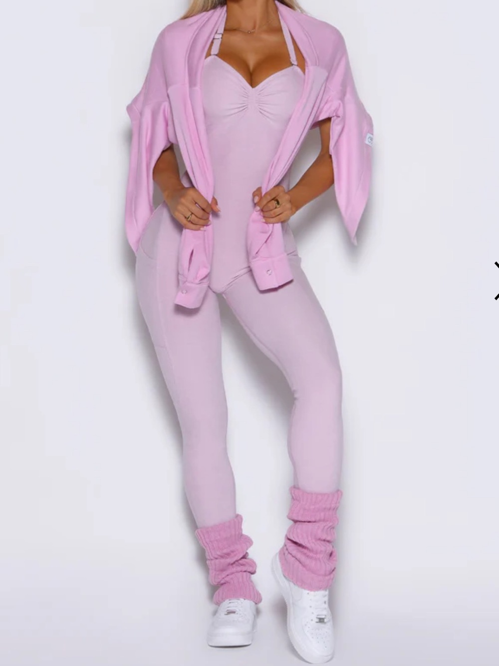 Bombshell Sportswear Pink Flannel and Matching Leg-warmers 💖